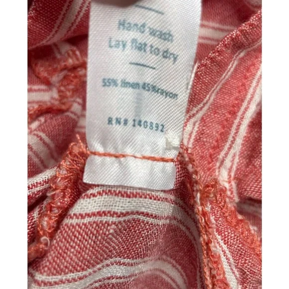 Marine Layer Red and White Striped Linen Blend Fabric - Picture 3 of 5